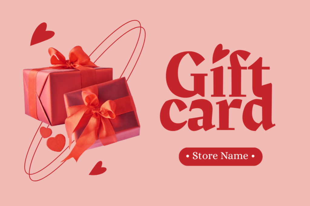 Ontwerpsjabloon van Gift Certificate van Special Valentine's Offer with Red Gifts