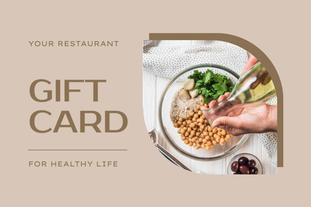Sağlıklı Yemek Restoranı için Hediye Çeki Fırsatı Gift Certificate Tasarım Şablonu