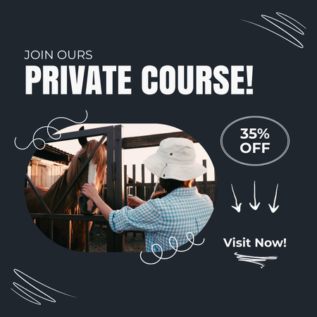 Private Horse Riding Courses at Discount Animated Post Design Template