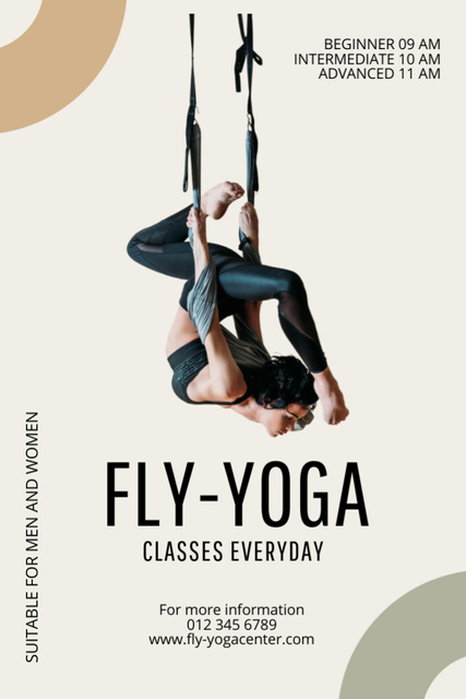 Aerial Yoga Classes Promotion For Various Levels Flyer 4x6in Tasarım Şablonu