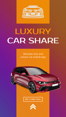 Ontwerpsjabloon van Instagram Video Story van Luxe autodeelservice met mobiele app