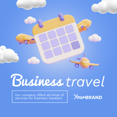 Business Travel Tour Announcement Animated Post Design Template