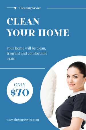 Maid with Dust Brush Flyer 4x6in Design Template