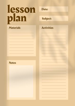 Weekly Lesson Planner with Leaves Shadow Schedule Planner Design Template