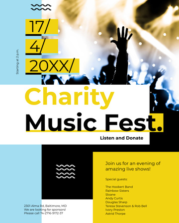 Charity Music Fest Invitation Crowd at Concert Poster 16x20in Design Template