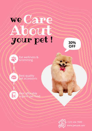 Pet Shop Ad with Cute Dog Poster Tasarım Şablonu