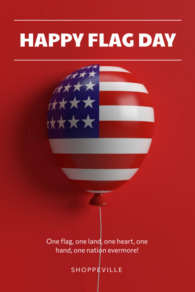 Designvorlage Flag Day Celebration Announcement on Red für Postcard 4x6in Vertical
