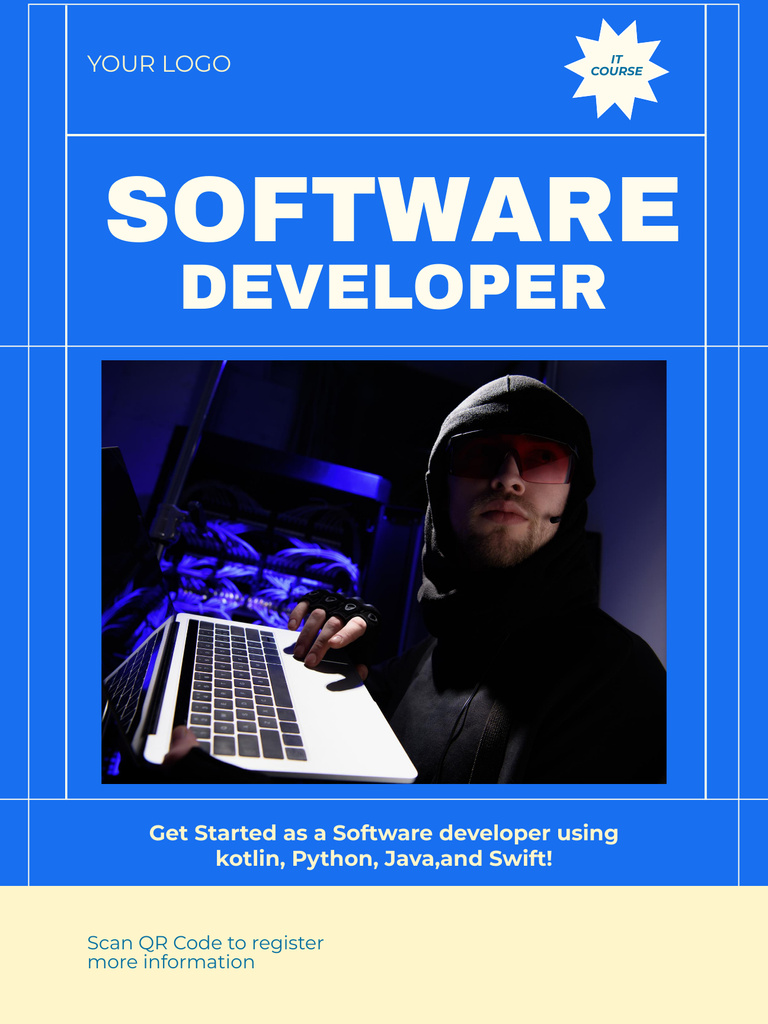 Software Developer Vacancy Ad Poster US Tasarım Şablonu