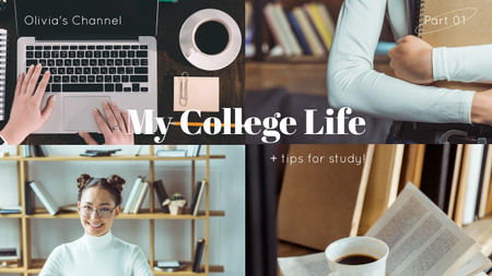 My Collage Life Youtube Thumbnail Design Template