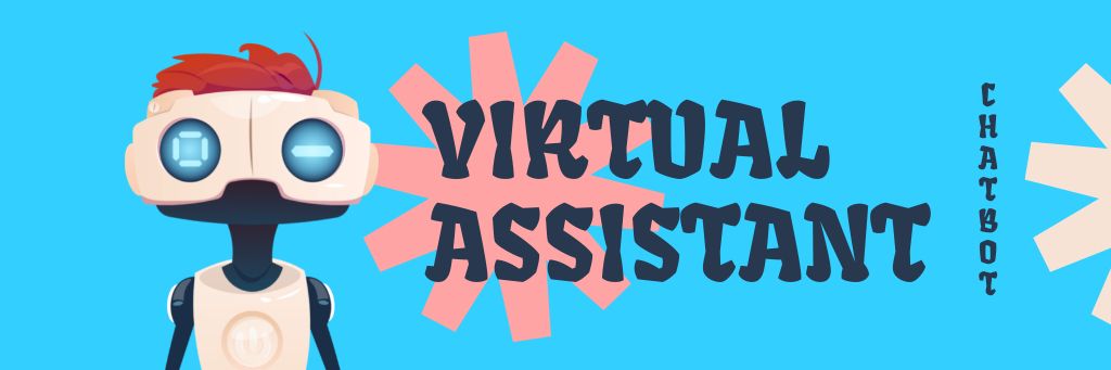 Virtual Assistant Services Offer with Robot Email headerデザインテンプレート