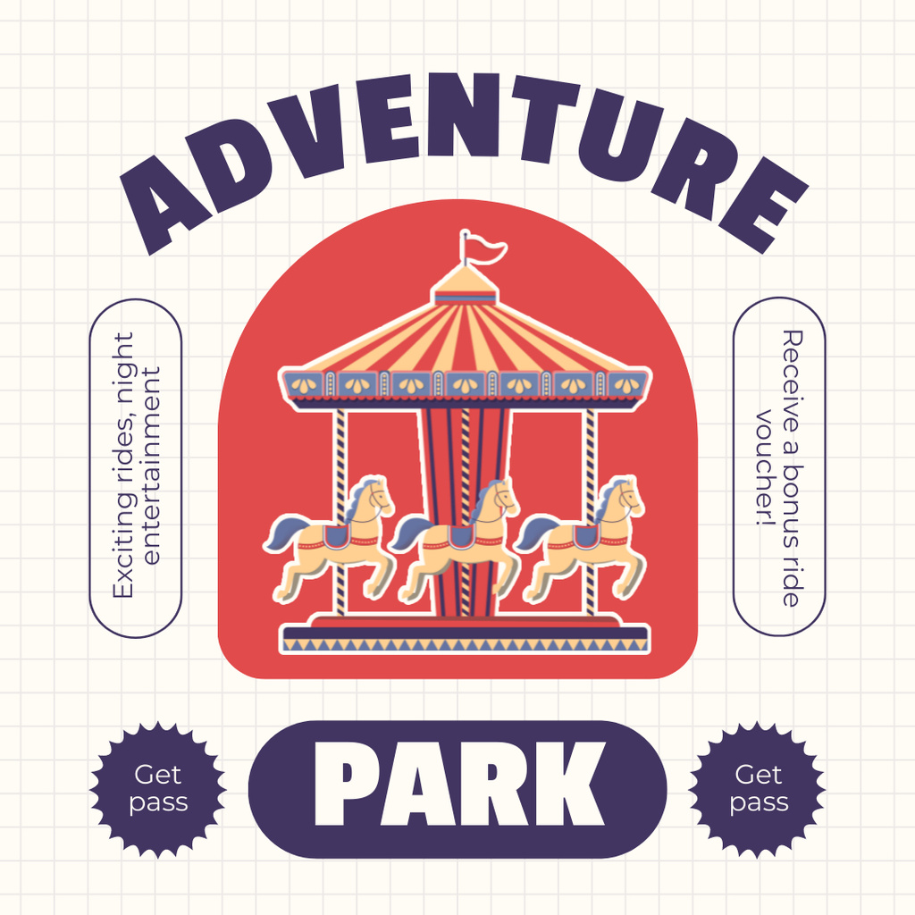 Plantilla de diseño de Vibrant Amusement Park Promotion With Bonus Voucher Offer Instagram 