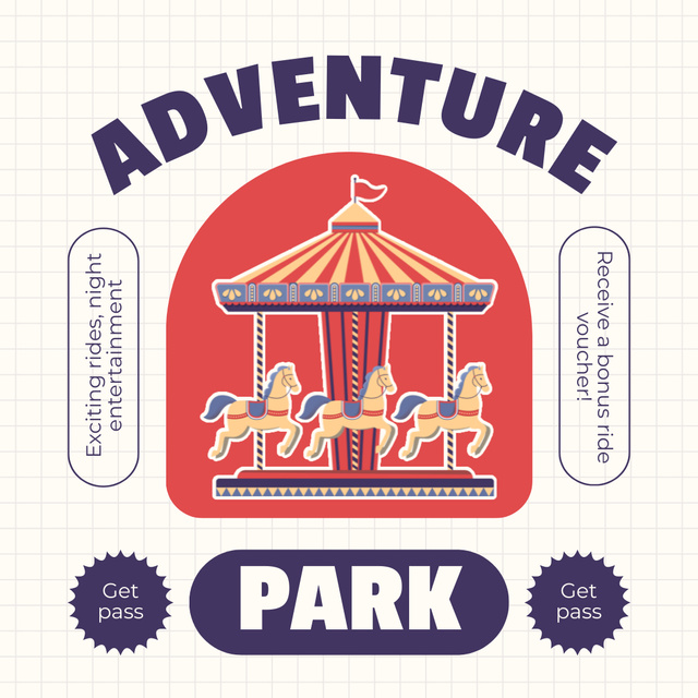 Vibrant Amusement Park Promotion With Bonus Voucher Offer Instagram Πρότυπο σχεδίασης