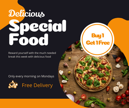 Designvorlage Free Pizza Delivery für Facebook