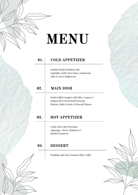Course dishes in elegant style Menu Design Template