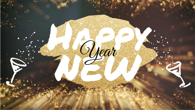 Platilla de diseño New Year greeting on golden glitter Title 1680x945px