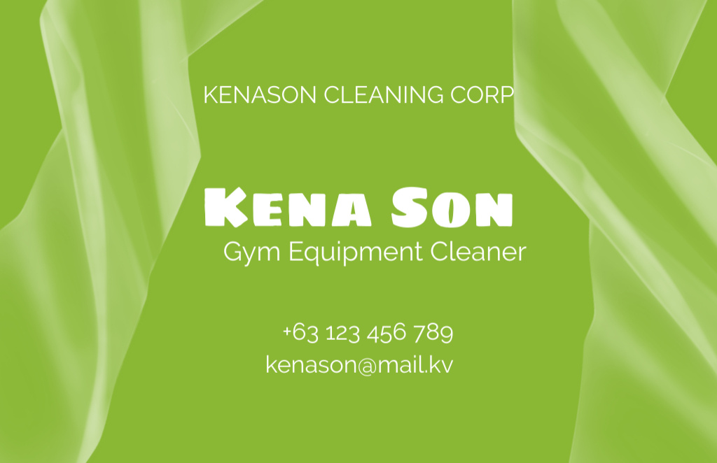 Gym Equipment Cleaner Contacts Business Card 85x55mm tervezősablon