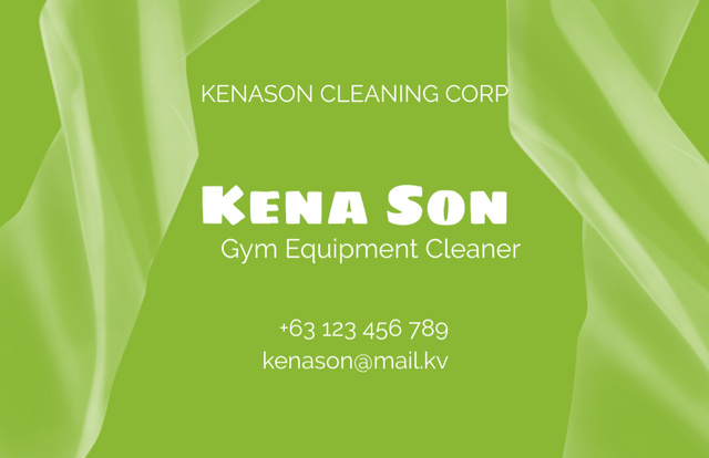 Gym Equipment Cleaner Contacts Business Card 85x55mm Modelo de Design