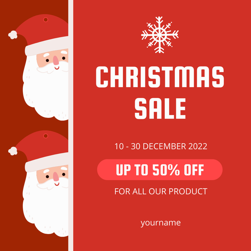 Christmas Sale Offer Announcement Santa Smiling Instagram AD tervezősablon