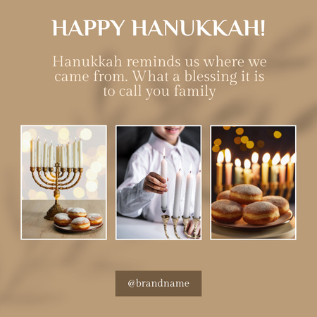 Saudação do Festival de Hanukkah com símbolos Instagram Modelo de Design