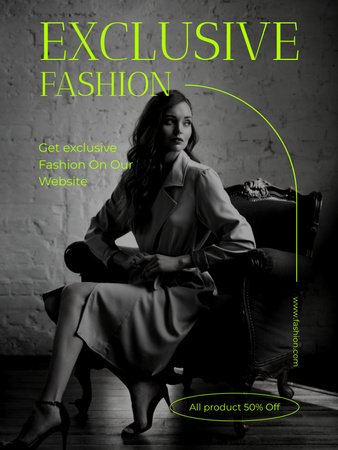 Offer of Exclusive Fashion with Model on Chair Poster US Design Template