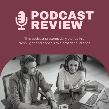 Daily Stories Review In Radio Show Podcast Cover Design Template