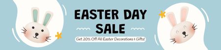 Plantilla de diseño de Anuncio de rebajas del día de Pascua con adorables conejitos Ebay Store Billboard 