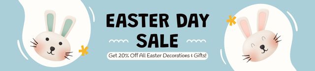 Easter Day Sale Ad with Adorable Bunnies Ebay Store Billboardデザインテンプレート