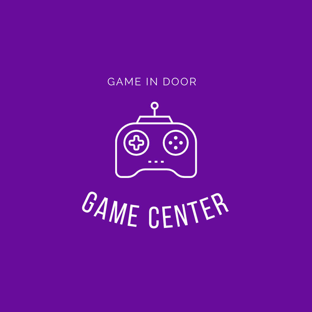 Gaming Club Ad with Gamepad in Purple Logo tervezősablon