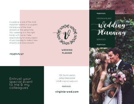 Wedding Planning Offer with Romantic Newlyweds in Mansion Brochure 8.5x11in Design Template