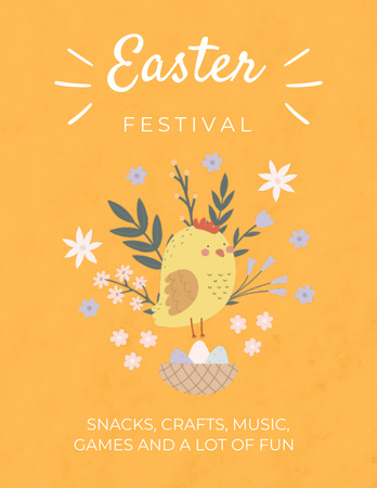 Plantilla de diseño de Easter Fair Ad with Cute Chick and Eggs Flyer 8.5x11in 