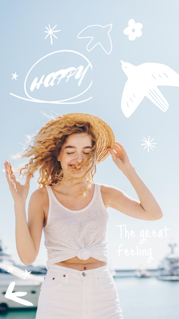 Designvorlage Mental Health Inspiration with Happy Woman für Instagram Story