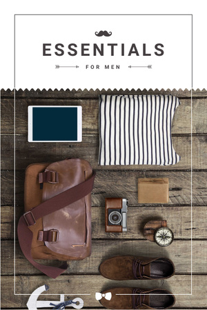 Essentials for men Announcement Pinterest Design Template