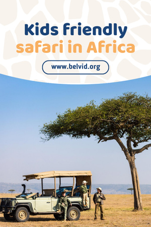 Safari Trip Ad with Family in Car Flyer 4x6in Design Template