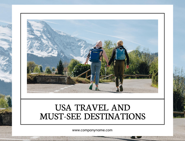 Ontwerpsjabloon van Postcard 4.2x5.5in van USA Travel Tours Announcement With Popular Destinations Offer