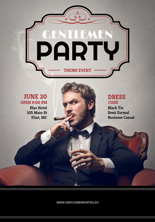 Plantilla de diseño de Evento elegante y fiesta de caballeros con código de vestimenta Poster 28x40in 