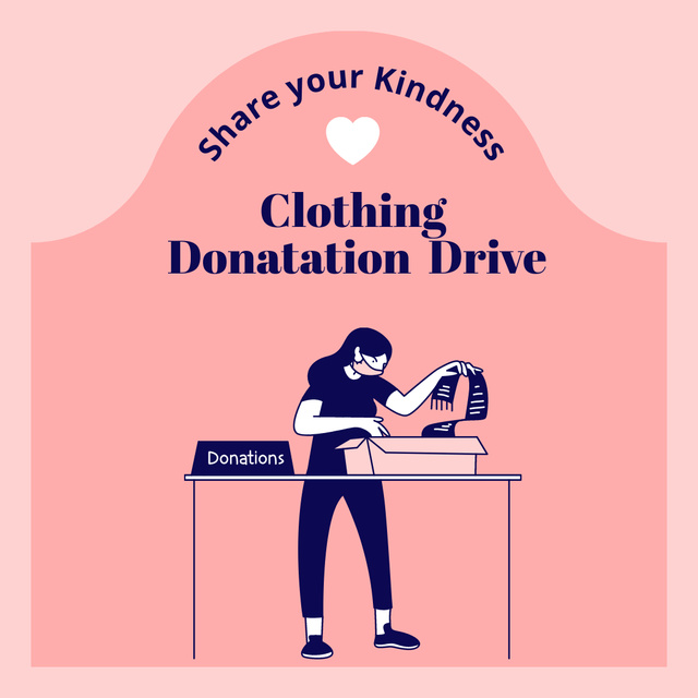 Charity Event Announcement with Clothes Donation Instagram Design Template