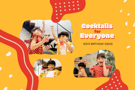 Çocuklar İçin Işıltılı Doğum Günü Tatil Kutlaması Mood Board Tasarım Şablonu