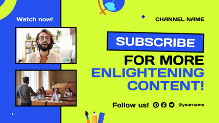 Helpful Content For Education From Vlogger YouTube outro Design Template