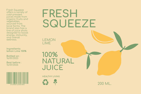 friss természetes gyümölcslé Label tervezősablon