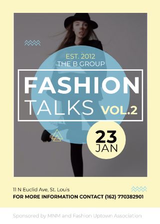 Fashion talks announcement with Stylish Woman Invitation Πρότυπο σχεδίασης