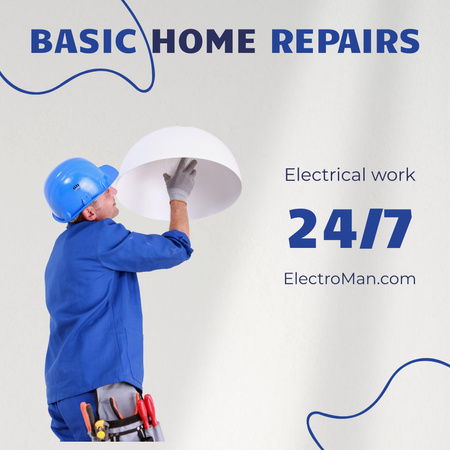 Home Repair Services Offer with Builder Instagram AD Design Template