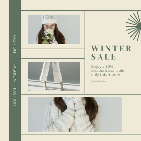 Fashion Winter Sale Announcement Collage Instagram Design Template