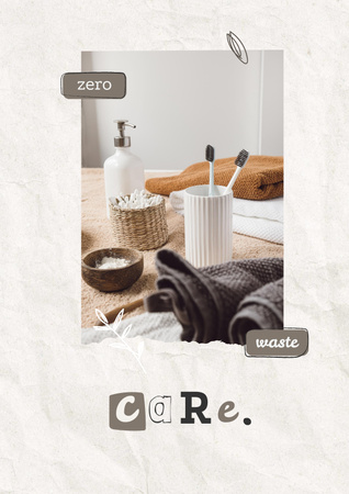 Eco Concept with Wooden Brushes in Basket Poster Πρότυπο σχεδίασης