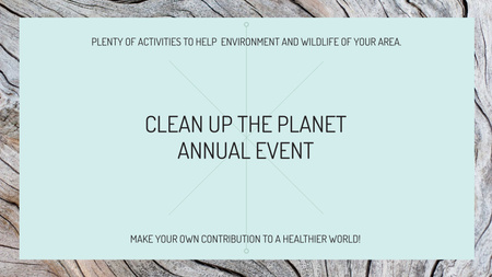 Ecological event announcement on wooden background Title 1680x945px Design Template