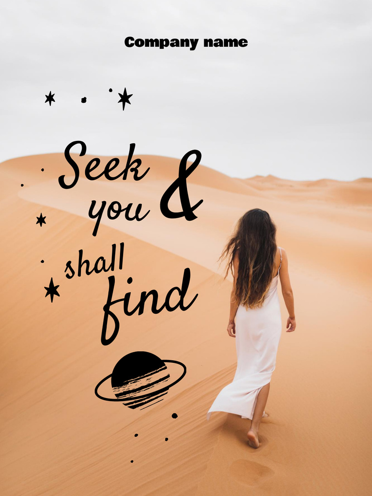 Designvorlage Inspirational Phrase with Woman in Desert für Poster US