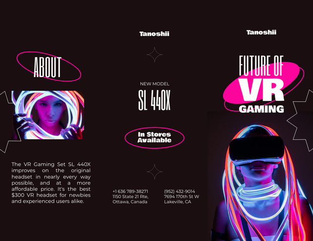 Gaming Gear Ad with Bright Neon Lights Brochure 8.5x11in Tasarım Şablonu