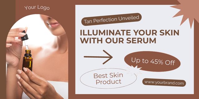 Discount Serum Sale Offer for Glowing Skin Twitter tervezősablon