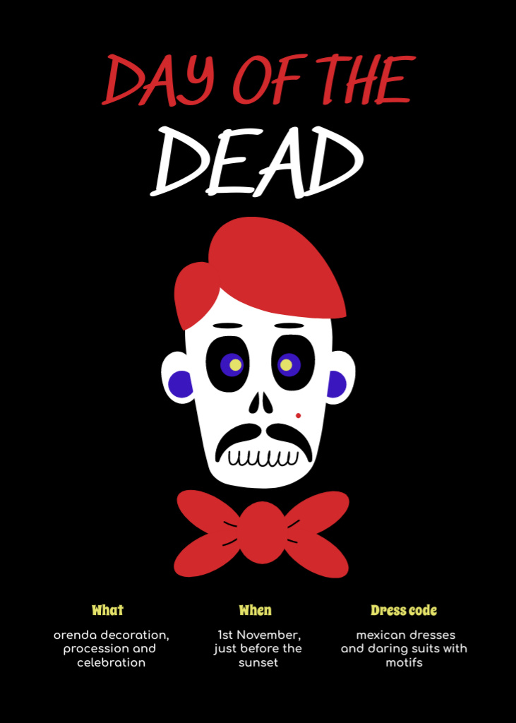 Ontwerpsjabloon van Invitation van Day of the Dead Announcement with Skull