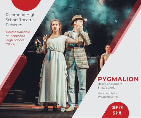 Designvorlage Theater Invitation Actors in Pygmalion Performance für Facebook