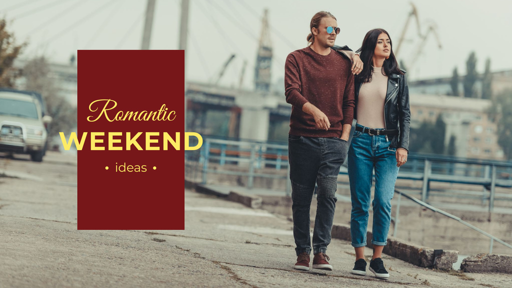 Template di design Romantic weekends ideas with Couple walking Presentation Wide